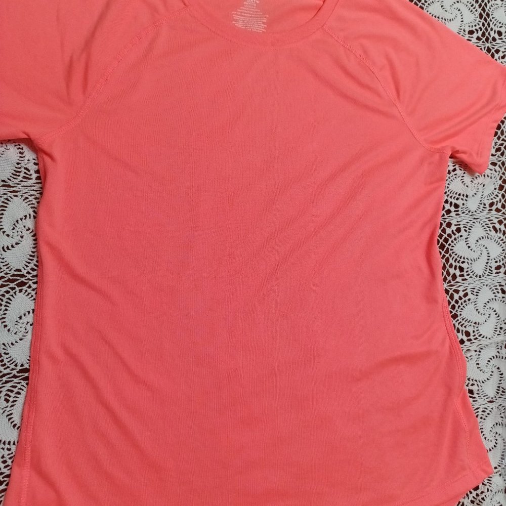 NWOT, Women's top, short sleeved, L/G, Neon Orange, L 27 1/2" W 19"